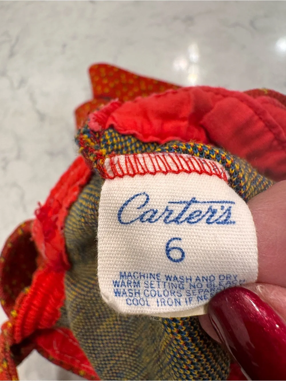 Vintage 1970s Carter’s Girls 6 Folk Art Pinafore Jumper Dress